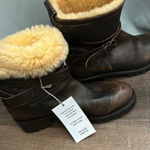 Ross and Snow Leather Boots with Real Fur Size 11 NWOB